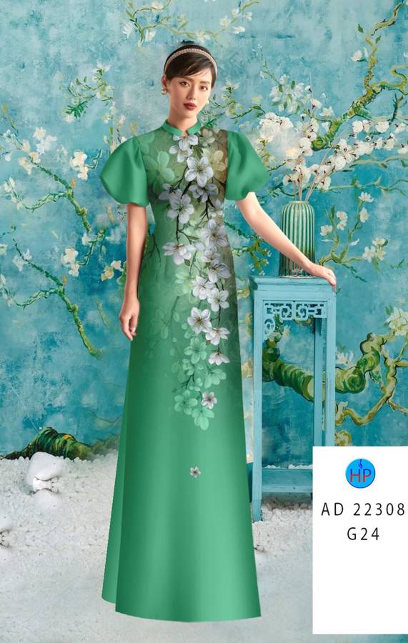 Vải Áo Dài Hoa In 3D AD 22308 18